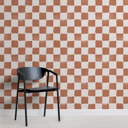Best Sellers - Burnt Orange Hand Painted Checkered Wallpaper